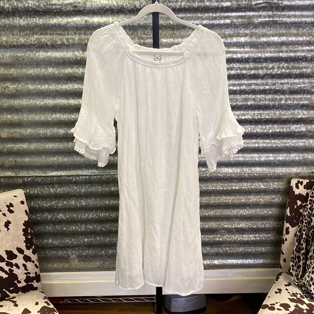 Naif Off the Shoulder White Boho Dress 3/4 length Sleeves
